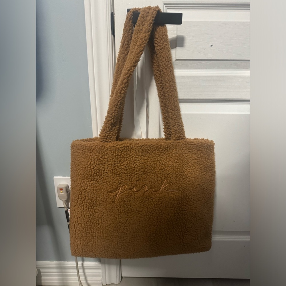 pink fuzzy beach bag